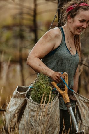 A woman farming.